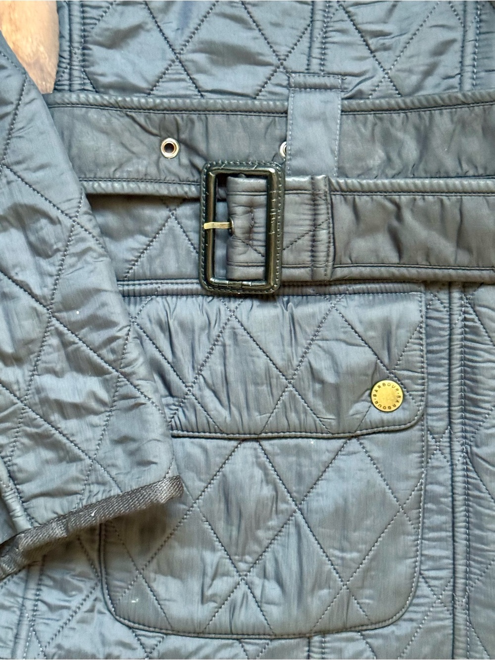 Barbour Women’s Black Quilted Belted Field Jacket, Size 4 - Picture 5 of 10